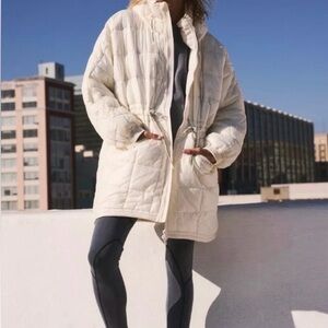 Free People Patricia Packable Poncho Puffer Jacket Coat Parka lvory XS